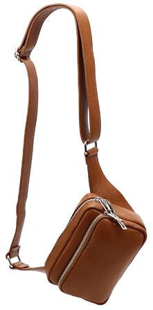 Чоловіча/жіноча поясна сумка на пояс з натуральної шкіри Jisoo G412 (Cognac) 18x13 см