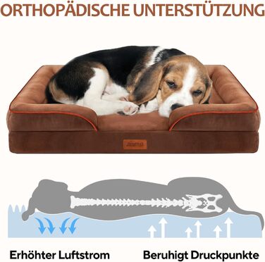 AUSCAT Orthopedic Dog Bed Small Dogs - Dog Bed Memory Foam with Removable, Washable Cover, Waterproof Liner, and Non-Slip Bottom, 60cm L x 45cm W x 15cm H (L 88 x W 64 x H 20 cm, Brown)