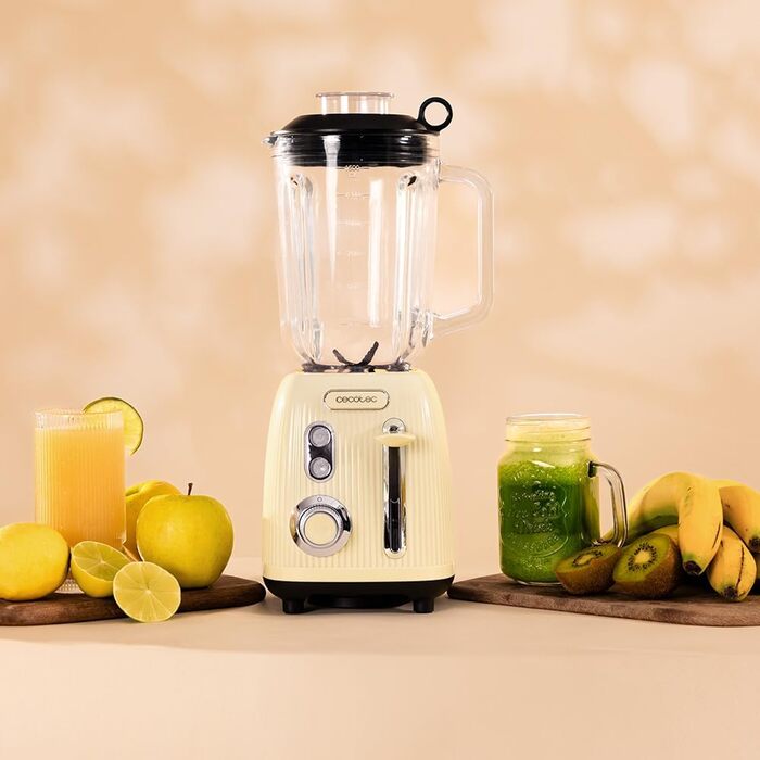 Cecotec Retro Power Stand Mixer - Black Titanium Finish, 1200W, 1.5L, 2-Speed, Green/Yellow Vintage Design