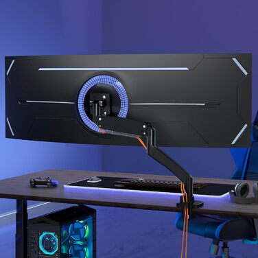 Кронштейн для монітора PUTORSEN Ultrawide 22-57 дюймів, регульований за висотою, настільний тримач до 27 кг, VESA до 200x200 мм, чорний