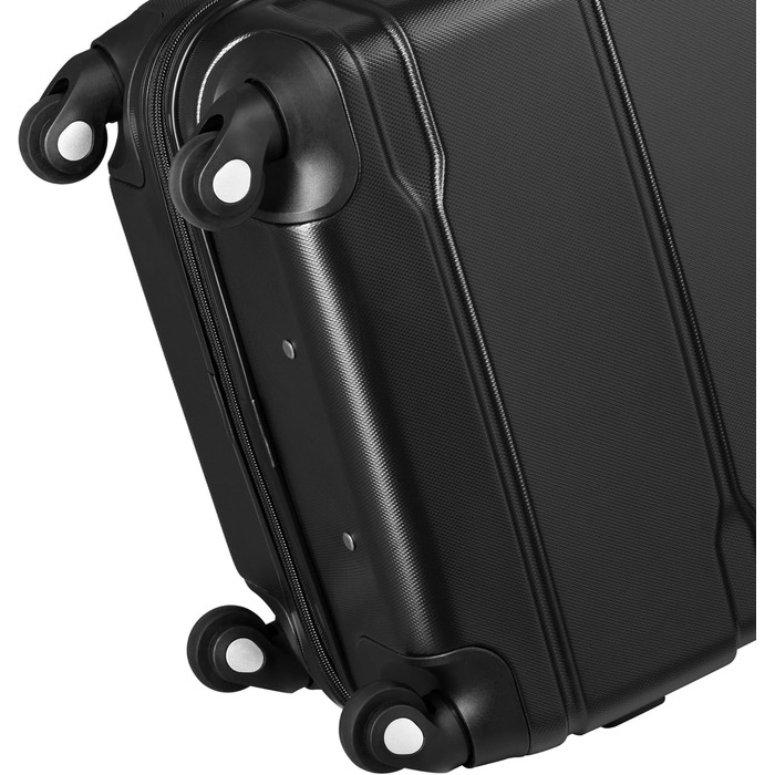 Набір валіз Zelsius 4 шт. чорного кольору | ABS, з кодовим замком, 4 колеса, внутрішній роздільник | Валізний набір 4 шт., Trolley, велика валіза, Luggage Set, ручна валіза чорна 4 шт.