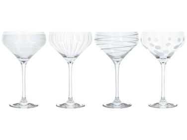 Бокали для Мартіні Mikasa Cheers, 290 мл, 4 шт., Кришталь, срібло, Набір з 4 бокалів