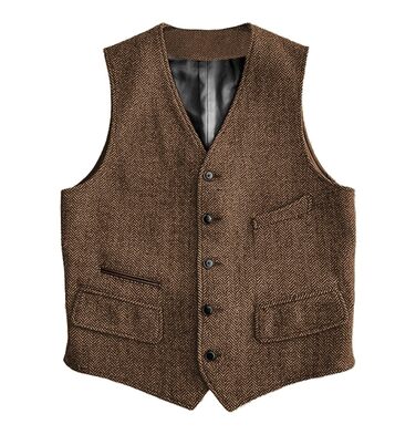 Жилет чоловічий SOLOVEDRESS вовняний, формальний, Regular Fit, для весілля, для наречених та гостей, коричневий