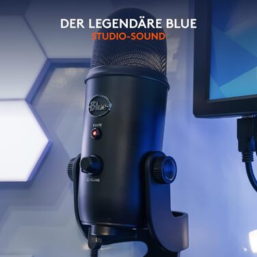 Мікрофон Blue Yeti USB - професійний для запису, стрімінгу, подкастингу, геймінгу та вокалу. Підтримка Plug & Play для PC та Mac. Чорний колір