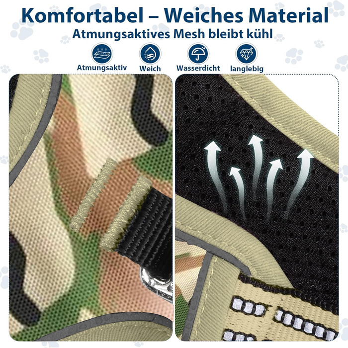 Шлейка для собак середніх порід Funfox, анти-тягу, з ручкою, світловідбиваючі смуги, без коміра, для собак середнього розміру (S, оливковий)