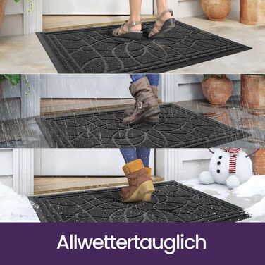 Килимок для дому та вулиці DEXI, 60 x 90 см, антиковзаючі, миючий, вологостійкий, сірий