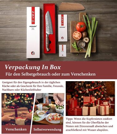 HEZHEN 21см ніж шеф-кухаря з дамаської сталі, 67 шарів, професійний кухонний ніж з дерев'яною піхвою, Full Tang ручка з Micarta