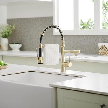 Змішувач кухонний LED з висувною насадкою, 360° поворот, 2 виходи, хром, для кухні, високий тиск, з підсвіткою, преміум-якість