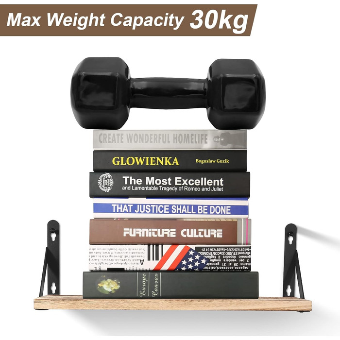 Настінна полиця з дерева, 2 шт. у комплекті, рустикальний стиль, з тримачем для рушників, світло-коричневий колір, для спальні, вітальні, ванної кімнати, кухні, офісу