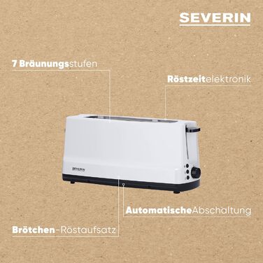 Тостер Severin AT 2232 з підставою для бургерів, 800 Вт, білий/сірий, 2 тости