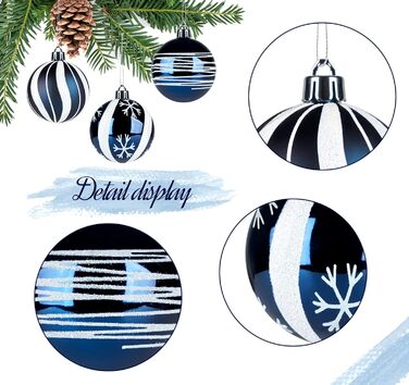 30 шт. ялинкові кулі Діаметр 6 см, пластик, темно-синій та білий колір, для прикраси ялинки на Новий Рік