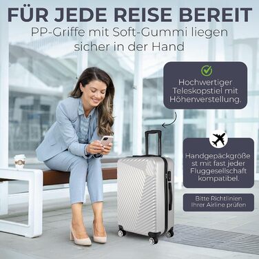 Набір валіз xRace 3 шт. ABS, 20/24/28 дюймів, ручна поклажа, TSA, 360° колеса, стійкий до ударів, преміум підкладка (Сріблястий)