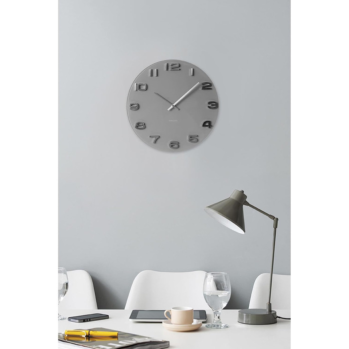 Karlsson Vintage Wall Clock - Grey - Ø35cm - Round - Glass - Modern Living Room Wall Clock - Wall Clocks