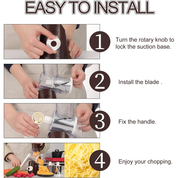 Ручна тертка Ourokhome Rotary - подрібнювач овочів, сиру, горіхів (3 леза)