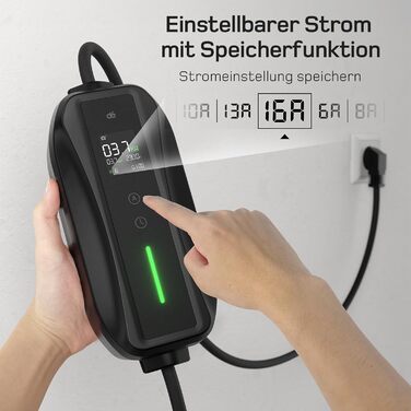 Кабель зарядки Schuko 3.68kW для електромобілів, 6м, 6-16A з цифровим дисплеєм