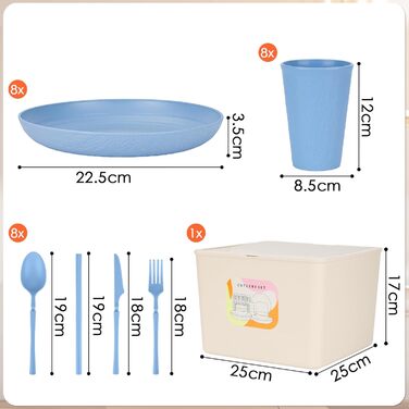 Набір посуду 49 шт. незламний, багаторазовий, для кемпінгу, пікніка, барбекю, пластиковий, кольоровий