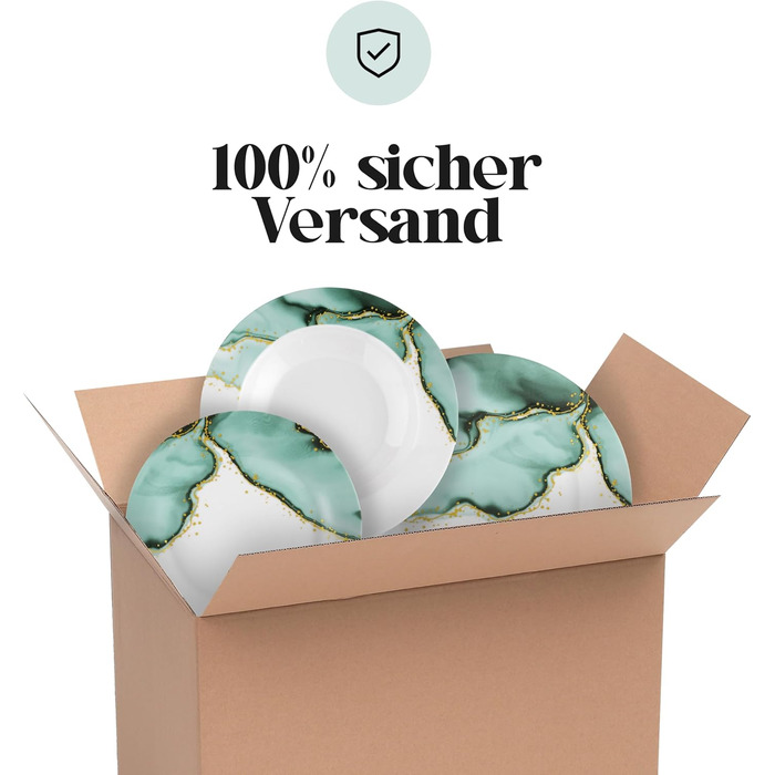 Сервіз Baroni Home на 6 осіб: 18 предметів з порцеляни, стиль мармур