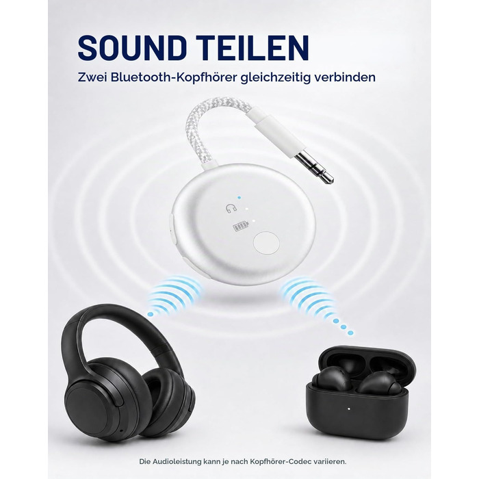 Bluetooth-адаптер для літака Avantree SoundJet R1 для AirPods та бездротових навушників, сріблястий, 25 год роботи