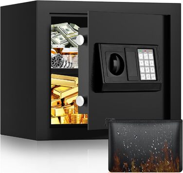 Великий сейф для дому: вогнестійкий, водонепроникний, з ключем та кодовим замком (40л)
