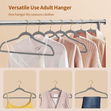 Набір з 22 велюрових плечиків для одягу Stormix, преміум-якість, для дорослих, неслизькі, для костюмів, сорочок, суконь, рожево-золоті гачки, 22 шт.