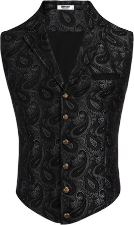 Чоловічий жилет Coofandy Paisley вікторіанський готичний Steampunk для смокінга з лацканами фіолетовий