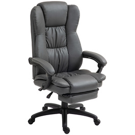 Vinsetto Office Chair Executive Swivel Chair with Footrest and Headrest, Ergonomic Chair, Vibration Desk Chair with Reclining Function, Massage Function, Faux Leather, Dark Grey, 68.5x68.5x113-121cm | Aosom