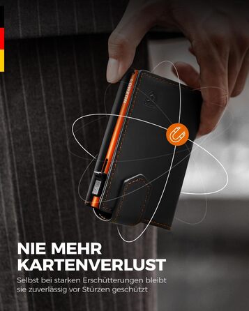 Чоловіче картхолдер LORZOR з магнітною застібкою, RFID захистом, відділенням для монет, на 10 карт, оранжевий