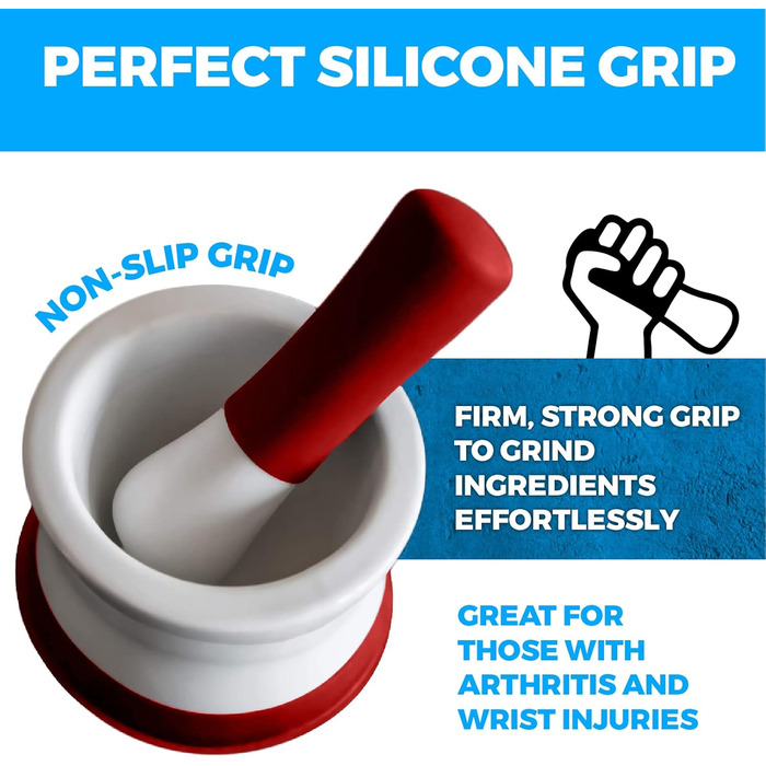 Набір для стукання (толкушки) EZ-Grip з червоного силікону та порцеляни, 11.5 см