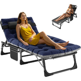 Зікбітюі Фельдбет (ліжко для відпочинку) складане з матрацом, вантажопідйомність 200 кг, гостьове/кемпінгове ліжко, 1200D Oxford, 190×71×36 см, для дорослих, з сумкою для транспортування, сірий/синій