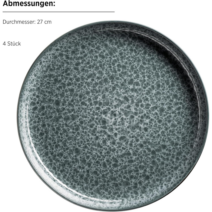 MÄSER Filippa: Набір посуду з кераміки для 4 осіб (16 предметів); Тарілки, миски, чашки з реактивною глазур'ю, зелено-чорний колір, порцеляна