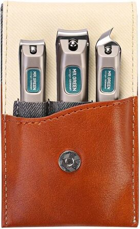 Набір для манікюру Mr. Green: 3 шт. кусачки для нігтів, пінцет, Solingen Edelstahl, шкіряний футляр