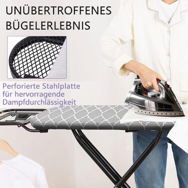 Складаний столик для прасування, 120 x 39 см, з великою підставкою для праски, регульована висота до 93 см