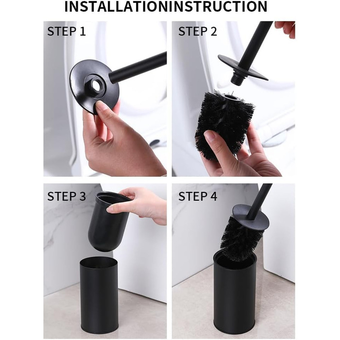 Набір для чищення унітазу з нержавіючої сталі, підлоговий, для ванної кімнати (білий)