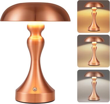 Бездротова настільна лампа з LED-підсвічуванням, сенсорне керування, регулювання яскравості, вінтажний стиль, USB-зарядка, нічник для спальні/вітальні (червоно-бронзова, 2 шт.)