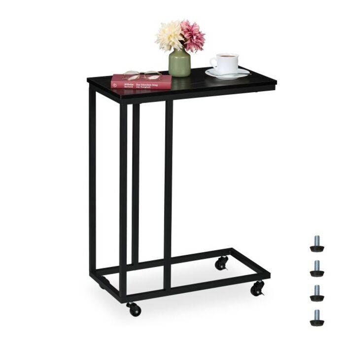 Relaxdays C-Shaped Side Table with Wheels