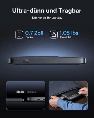 Power Bank Baseus 20000mAh 100W PD: Швидка зарядка для ноутбуків, MacBook, iPad, iPhone, Samsung та інших пристроїв (Чорний)