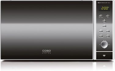 Мікрохвильова піч CASO MG20 Ceramic з грилем 2-в-1 | Керамічний нагрівач, решітка-гриль для 2 рівнів, 900 Вт, 1000 Вт гриль, 20 л, нержавіюча сталь, дзеркальне покриття