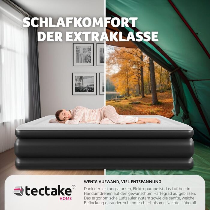 Надувна матрац Tectake® з електропомпою, 200x148x44 см - для кемпінгу, гостей, подорожей