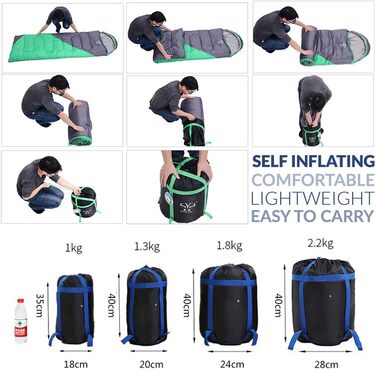 Camping Sleeping Bag, 4 Seasons, Waterproof, Outdoor Hiking, Backpacking, Travel Sleeping Bag, Portable Mummy Sleeping Bags for Adults, Kids