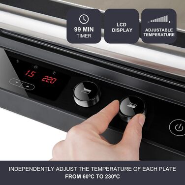 Електричний гриль та контактний гриль Black+Decker BXGR2200E 2200W - 2 у 1, LCD-дисплей, 29x26 см