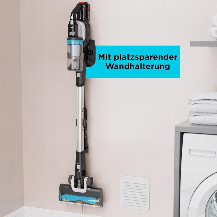 Бездротовий акумуляторний пилосос BLACK+DECKER POWERSERIES Extreme MAX BHFEB520D1 (18V, 2.0Ah, 4-в-1, без мішка, з електрощіткою та LED-підсвічуванням)