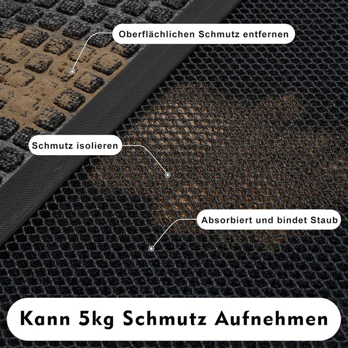 Килимок привідний вуличний 40x60 см, протиковзний силіконовий килим для бруду та пилу, вологостійкий та придатний для прання, чорний