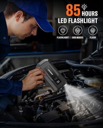 Powerbank для авто 12V Starthilfe 3000A: пусковий пристрій з LED, для бензину/дизеля (10/8L), сірий