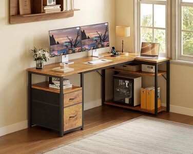Ігровий кутовий стіл Coleshome з 2 шухлядами, 140×80 см, коричневий