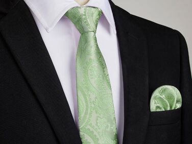 Набір краваток для чоловіків Enlision: краватка, кишеньковий хустинка, краваток-кліпса та запонки. Колір: салатовий, розмір: універсальний