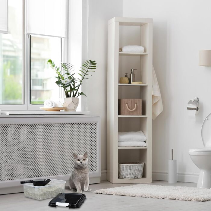 Коробки для корму для собак Relaxdays 2 шт., 10L та 30L, з кришкою, роликами, лопаткою, прозорі/чорні