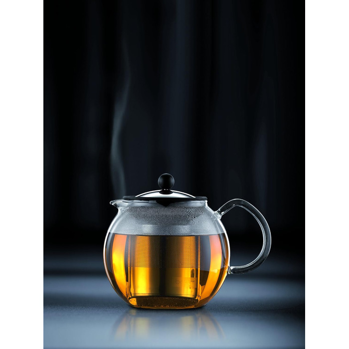 Bodum 1802-16 Assam: Френч-прес для чаю, 1,5 л, нержавіюча сталь, скло