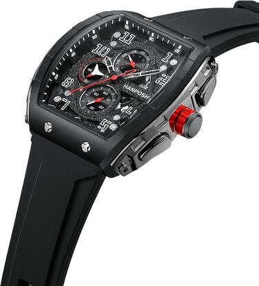 HANPOSH Чоловічий годинник: аналоговий кварцовий годинник з водозахистом, спортивний стиль, тактичний дизайн (чорний)