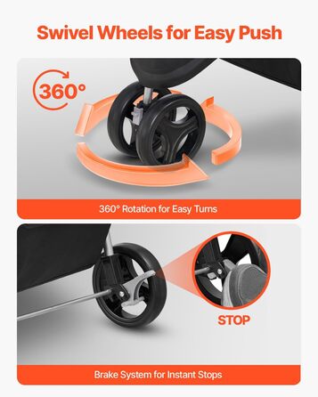VEVOR 3-Wheel Pet Stroller - Dog & Cat Buggy, 16kg Capacity, Foldable with Cup Holders & Brakes