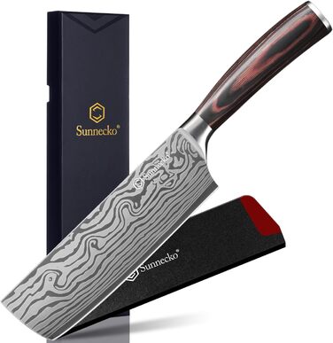 Японський ніж Sunnecko Santoku 17см - професійний кухонний ніж для приготування їжі (7 дюймів)